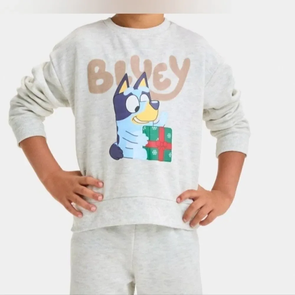 Toddler Unisex Bluey Bingo Christmas 2pc Fleece Sweatsh & Joggers Outfit